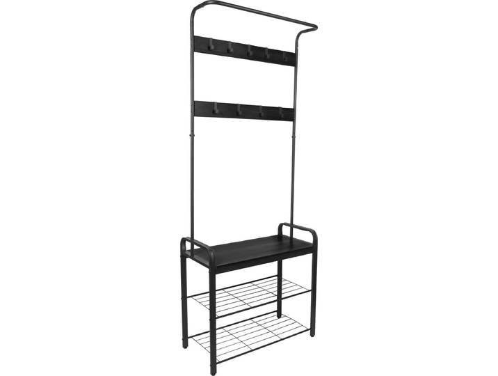 ERRO Kapstok met Schoenenrek - Garderoberek - 9 haken - 72x34x183cm - zwart