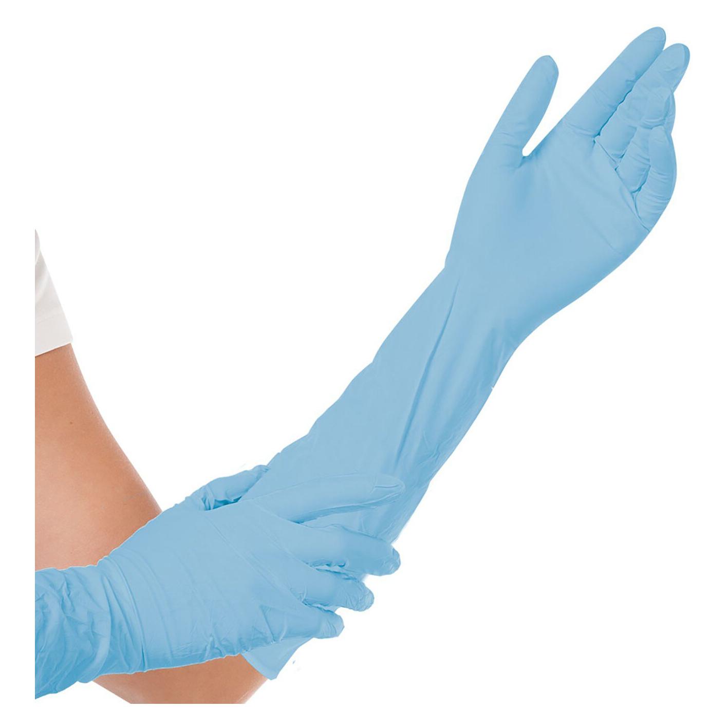 franz mensch Hygostar Nitrilhandschuh EXTRA SAFE SUPERLONG, blau, Grösse M, 50cm, puderfrei (M) (270532)