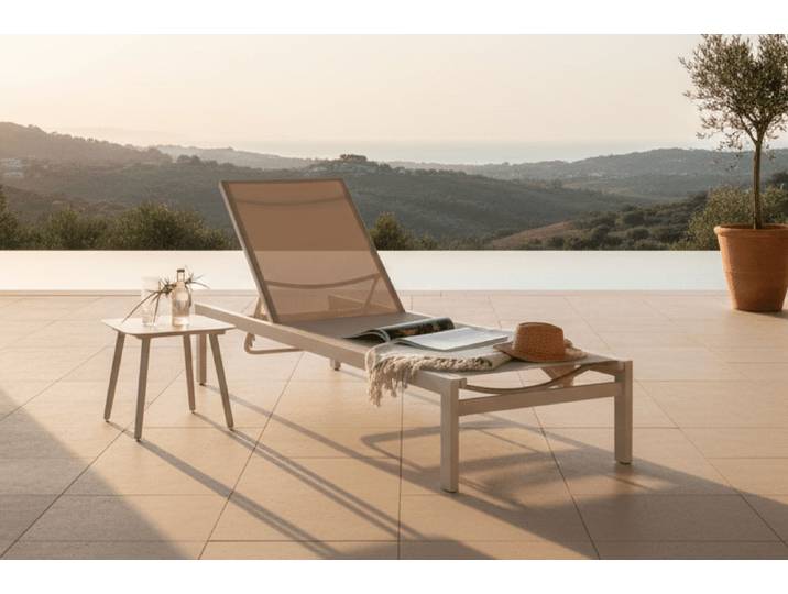 2er Set - Sonnenliegen Arvella aus Aluminium & Textilgewebe in 2 Farben - Beige - Luxusbetten24