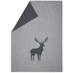 David Fussenegger Wohndecke Luca 'Hirsch Struktur' 140 x 200 cm Filz - Hellgrau
