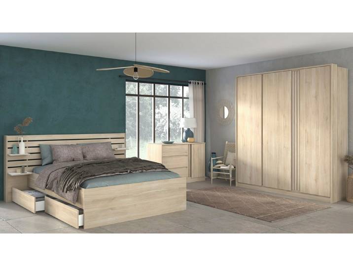 Parisot Schlafzimmer-Set, (4-tlg), viel Stauraum, schöne Optik, Einsätze an Schrank und Kommode drehbar