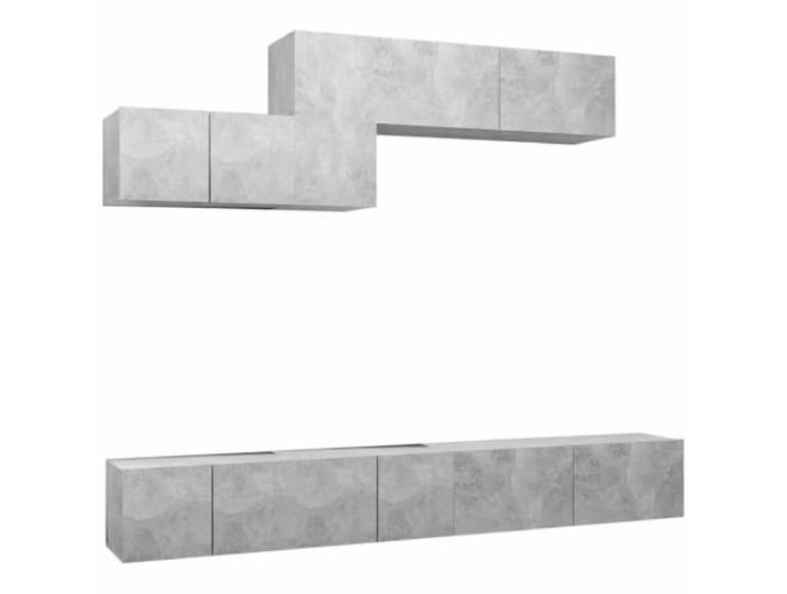 KUPTYERFG 6-TLG. TV-Schrank-Set Wandmontage Holzwerkstoff Betongrau 6-teilige hängende Wohnzimmermöbel aus Holzwerkstoff bieten flexiblen Stauraum für Receiver, Medien und Dekoration.