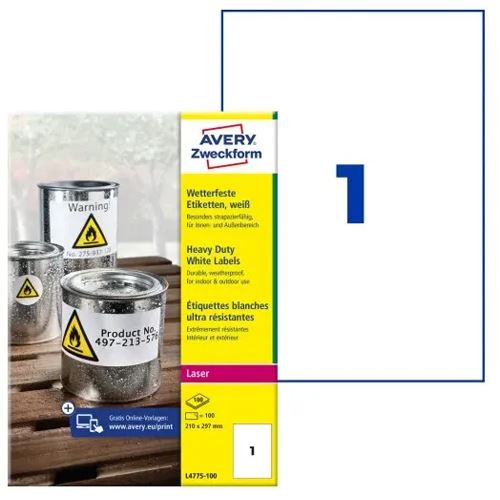AVERY Zweckform wetterfeste Etiketten, 210 x 297 mm 100