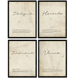 POSTER Set mit 4 Definitionen von meinen Freundc A3 Schwarzer Rahmen
