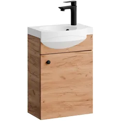 Planetmöbel Waschtisch mit Keramikwaschbecken 40 cm - Gold Eiche - Soft-Close