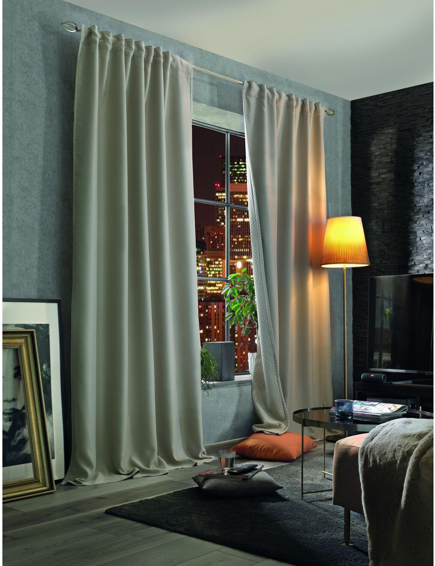 Vorhang "Maloja 135 cm x 160 cm, Natur", beige (natur), B:135cm H:160cm, Polyester, Gardinen, Vorhang natur 160cm, Hakenaufhängung, 135cm