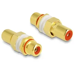 DeLOCK Audio Adapter Cinch Buchse zu Buchse zum Einbau, Farbring rot