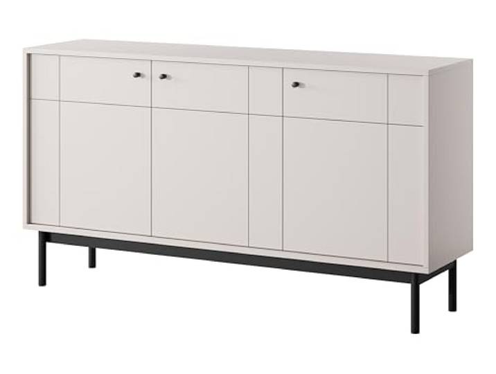 MINIO go for it - Kommode JUKON, Sideboard 153.5 cm schwarze Holzbeine, Farbe: Cashmire