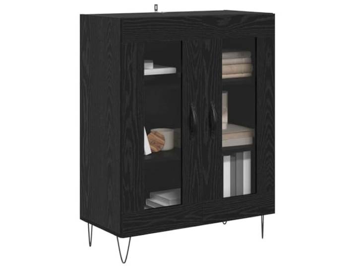 KTHLBRH Anrichte Eiche schwarz 69,5 x 34 x 90 cm Holz mehrschichtig 2 Türen, modernes Design, Bodenmontage, einfach zu montieren, kompakte Aufbewahrung