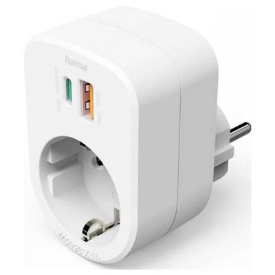 hama 00223343 Mehrfachstecker 3er f. Steckdose, 1 USB-C PD, 1 USB-A, 1 Schutzkontakt, 30W