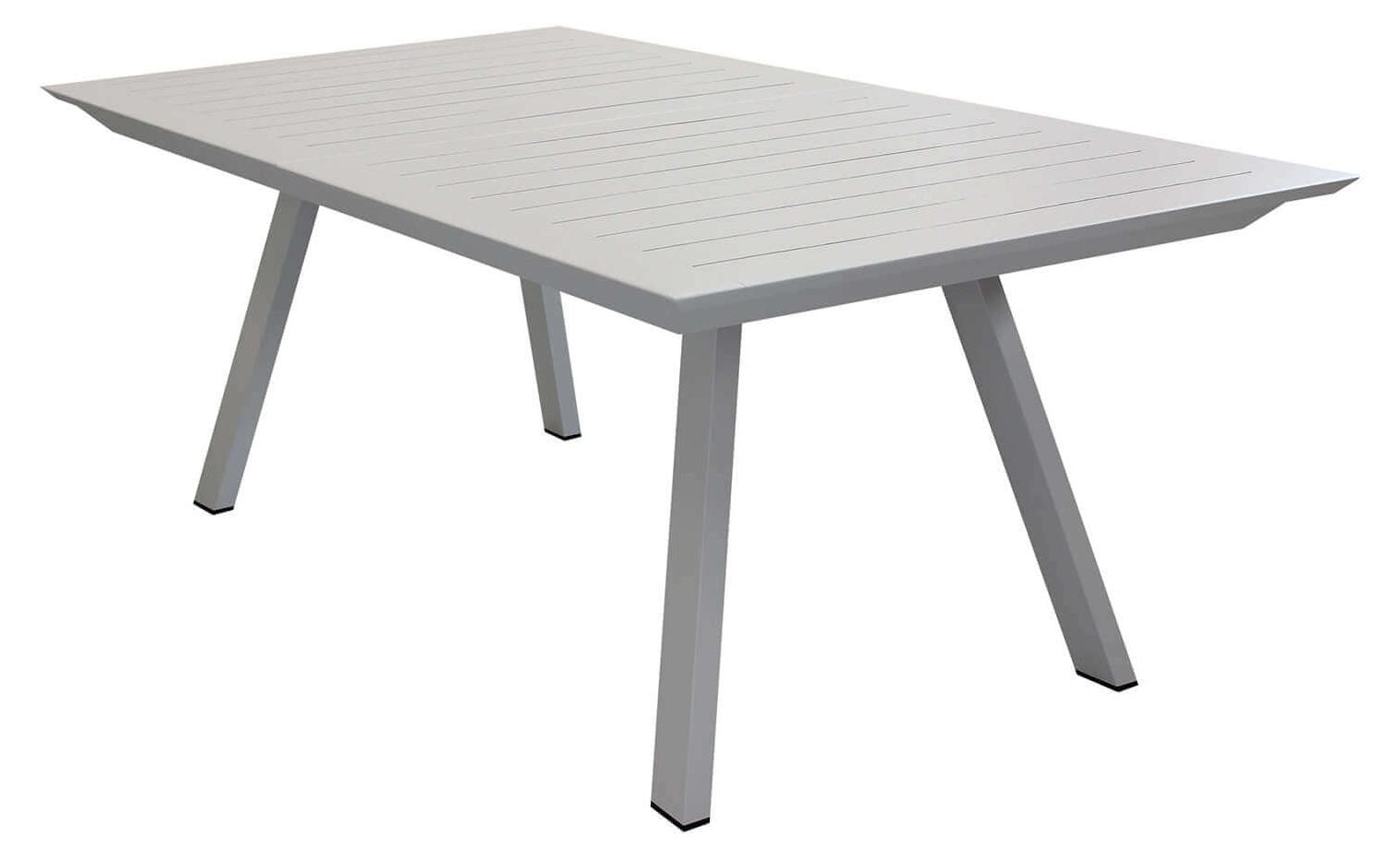 Ausziehbarer Outdoor-Tisch aus Aluminium mit Holzoptik-Platte, Farbe: Beige