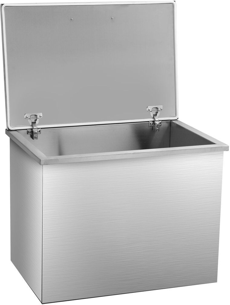 Rebrilliant 304 Stainless Steel Drop-In Ice Chest, Built-in Drinks Cooler Well with Hinged Lid & Drainage Pipe, Commercial Ice Bin for Outdoor Kitchen, Garden Bar Stainless Steel 33cm H X 50.8cm W X 50.8cm D