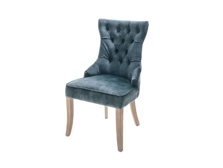 Licht-Erlebnisse Esszimmerstuhl ROLIA, Samt Holz in Petrol Natur Chesterfield ohne Armlehne Esstisch
