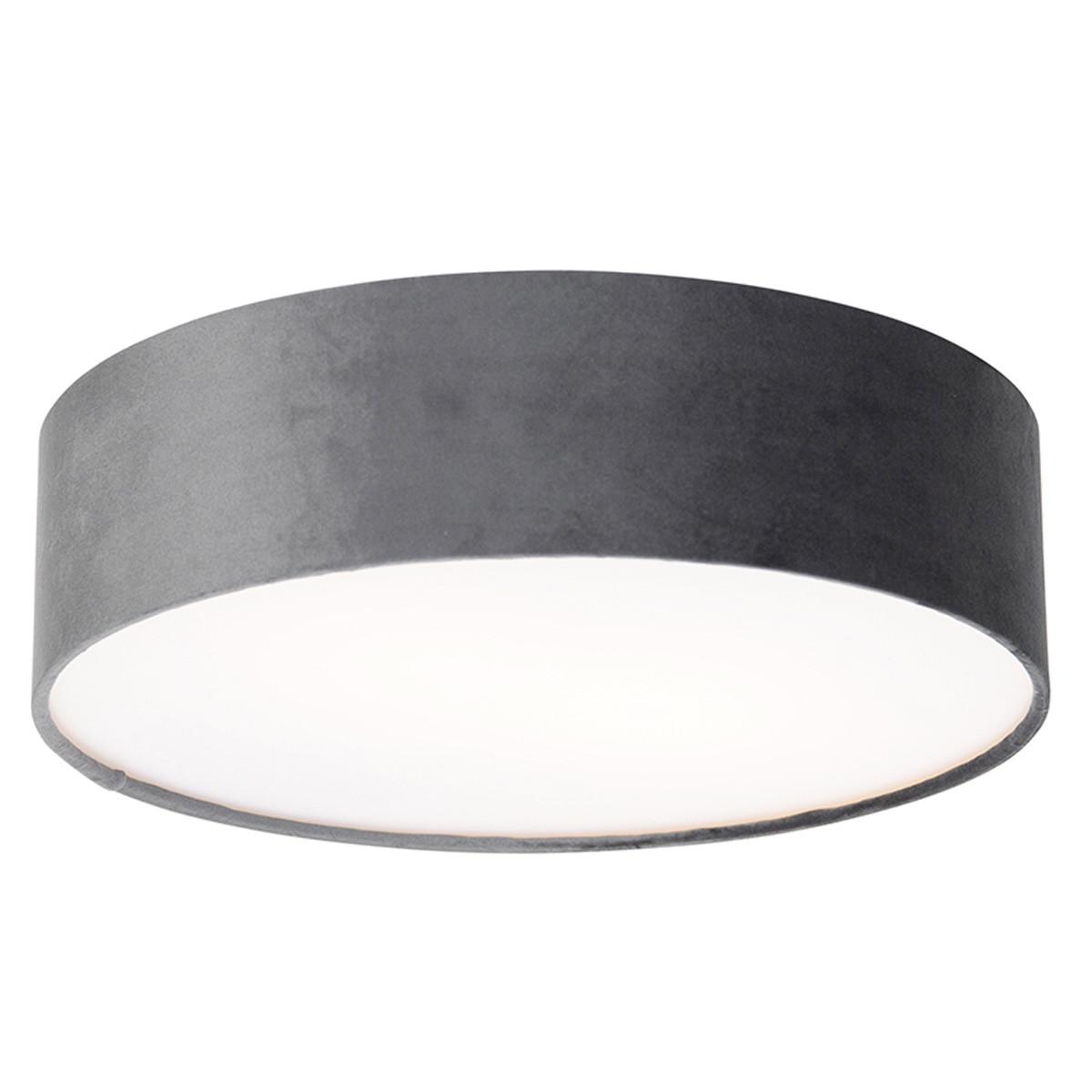 Qazqa Moderne Plafondlamp Drum - Grijs met Goud/Messing - Diameter: 40 cm