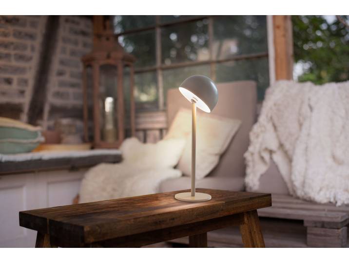 OTTO HOME Tischleuchte Akku Tischlampe GERRIN Indoor Outdoor, magnetischer Flaschenaufsatz , grau (kieselgrau), 1, Ø 11cm H: 34,4cm, Leuchten, Pilzlampe Flaschenaufsatz, Regulierung der Lichtstärke, Pilz, Lampe, Tischleuchte