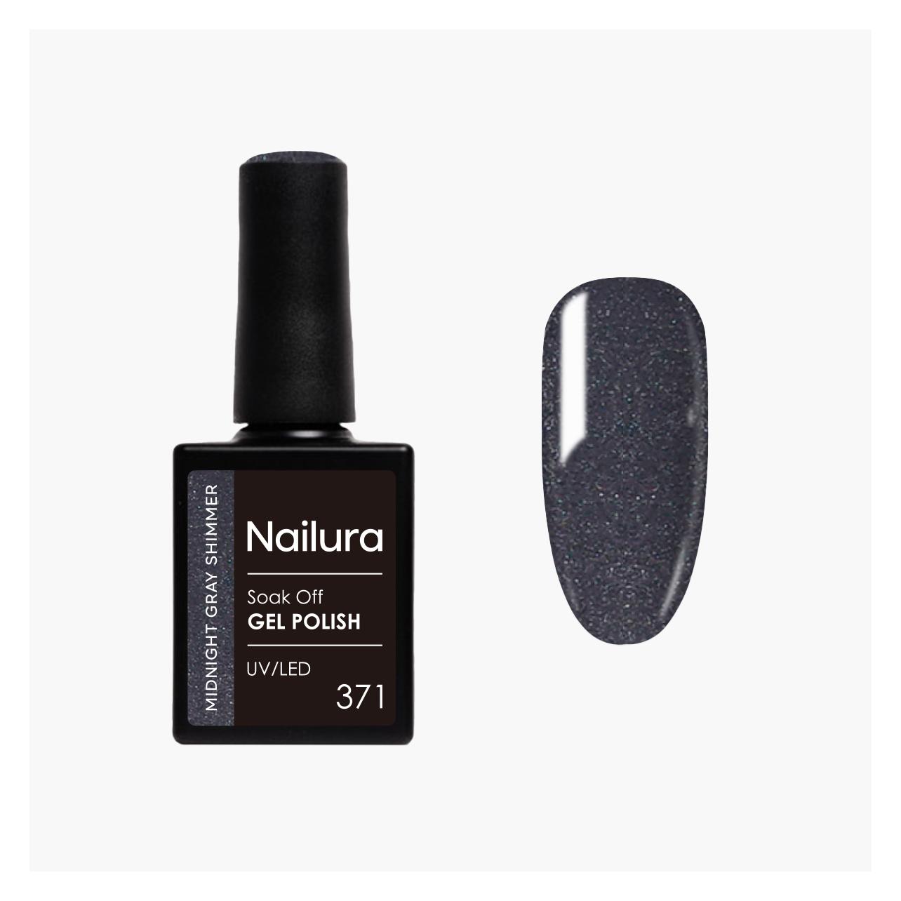 Nailura - Gel Polish 371 - Midnight Gray Shimmer - 10 ml (Midnight Gray Shimmer, Mitternachtsgrau Schimmer) (70390)