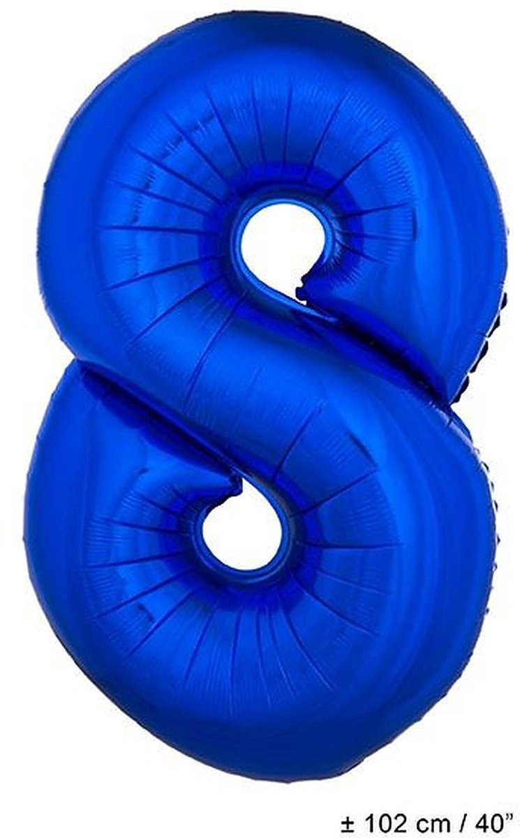 Folieballon Blauw Cijfer 8 Groot