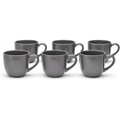 Tasse VAN WELL "Kaffee-Obertasse 200 ml Malmö, 6 Stück", grau (anthrazit), B:11,5cm H:7cm Ø:8,5cm, Steingut, Trinkgefäße, Tasse, spülmaschinen- und mikrowellengeeignet