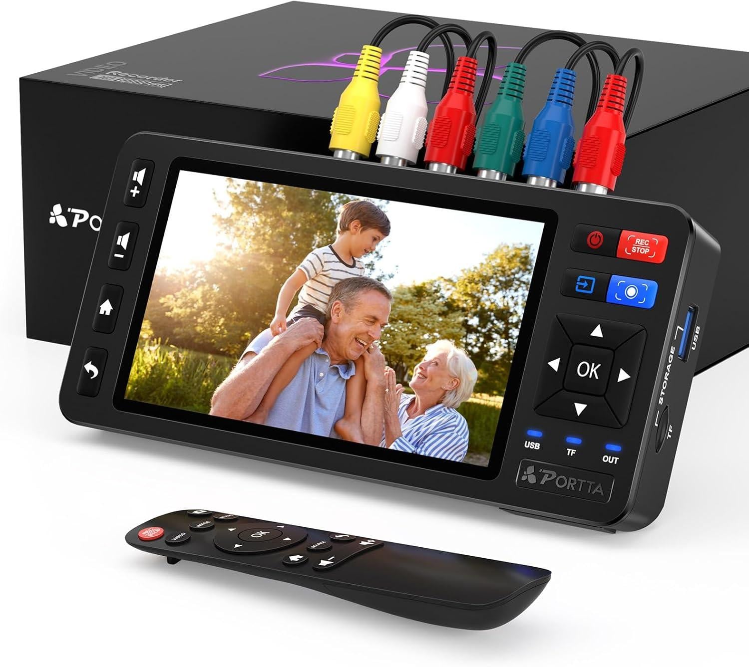 Selius VHS naar digitale converter met 5 inch HD-scherm voor conversie naar MP4, compatibel met VHS, videorecorders, DVR, DVD, Hi8 en Mini DV