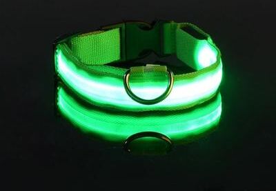 Uplifted Goods LED Night Safety Glow Dog Collar And Leash Set For Night Walks And Outdoor Use green l