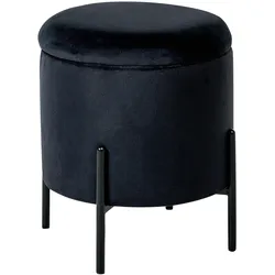 POUF mit Stauraum Samtstoff Schwarz Wenona