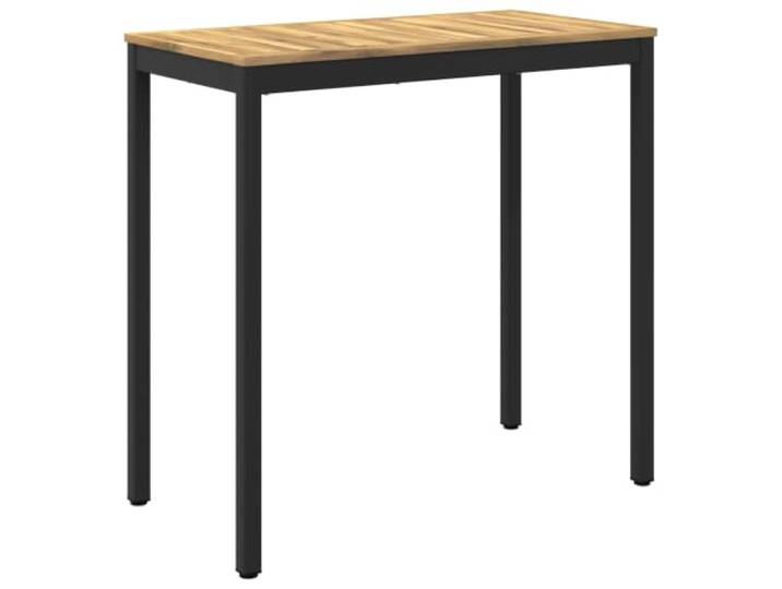 HGPOTUY Gartenbar-Tisch Weiß und Schwarz 108,5 x 55 x 105 cm Massives Akazienholz, Stahlbeine, duale Nutzung als Bar- und Esstisch, natürliche Holzmaserung