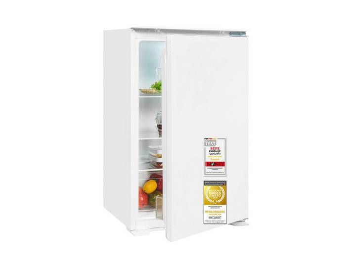 exquisit Vollraumkühlschrank EKS131-V-040F, 88 cm hoch, 54 cm breit, 129 l Nutzinhalt, LED Beleuchtung, Energieklasse F, Geräuschklasse C