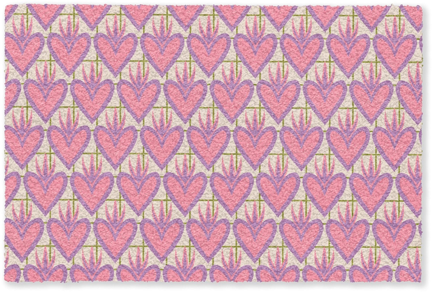 Roze deurmat met hartjespatroon voor binnen, 60 x 40 cm