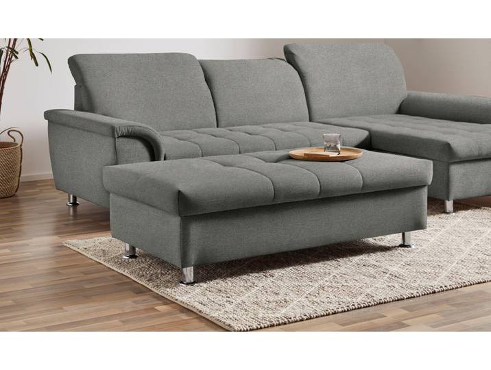 Stauraumhocker DOMO COLLECTION FRANZI, elegant, komfortabel , grau (steel), B:131cm H:42cm T:61cm, Hocker, mit großem Stauraumfach