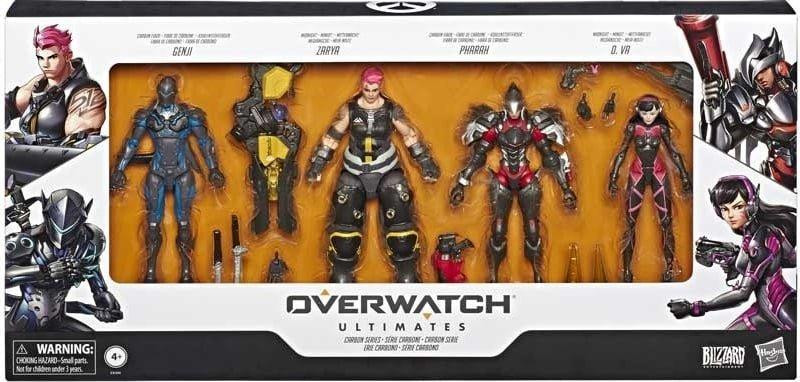 Overwatch actiefiguren Genji, Zarya, Pharah en D.Va