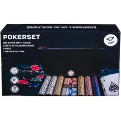 Longfield Pokerset im schwarzen Koffer mit 300 Chips mit Wertaufdruck (14 Gramm)