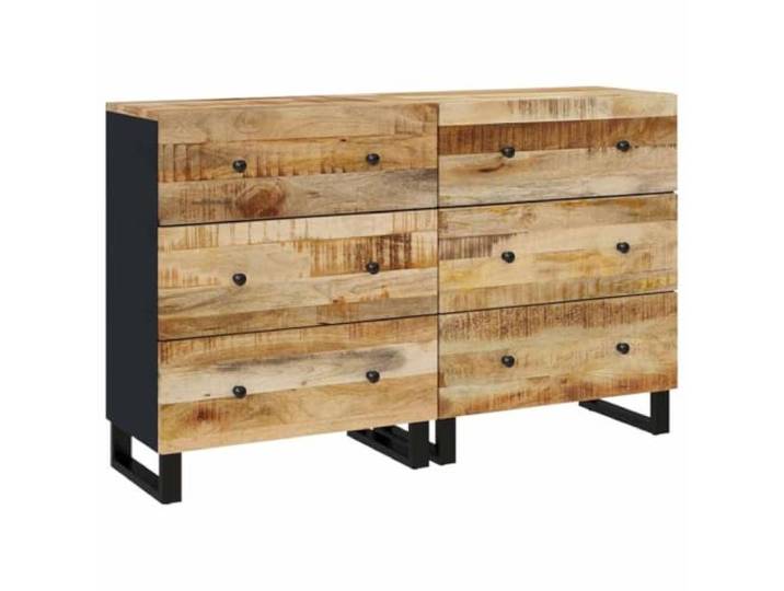 PUGYNBK 2 x Sideboards aus rauem Mangoholz, 60 x 33 x 75 cm Tropisches Hartholz, geräumiger Stauraum, robuste Oberfläche zur Dekoration, inklusive Montageanleitung, Befestigung an