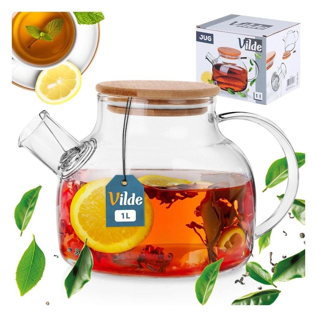 Vilde Glaskanne zum Servieren von Kaffee und Tee mit Sieb und Ausguss, 1 l (65367623)