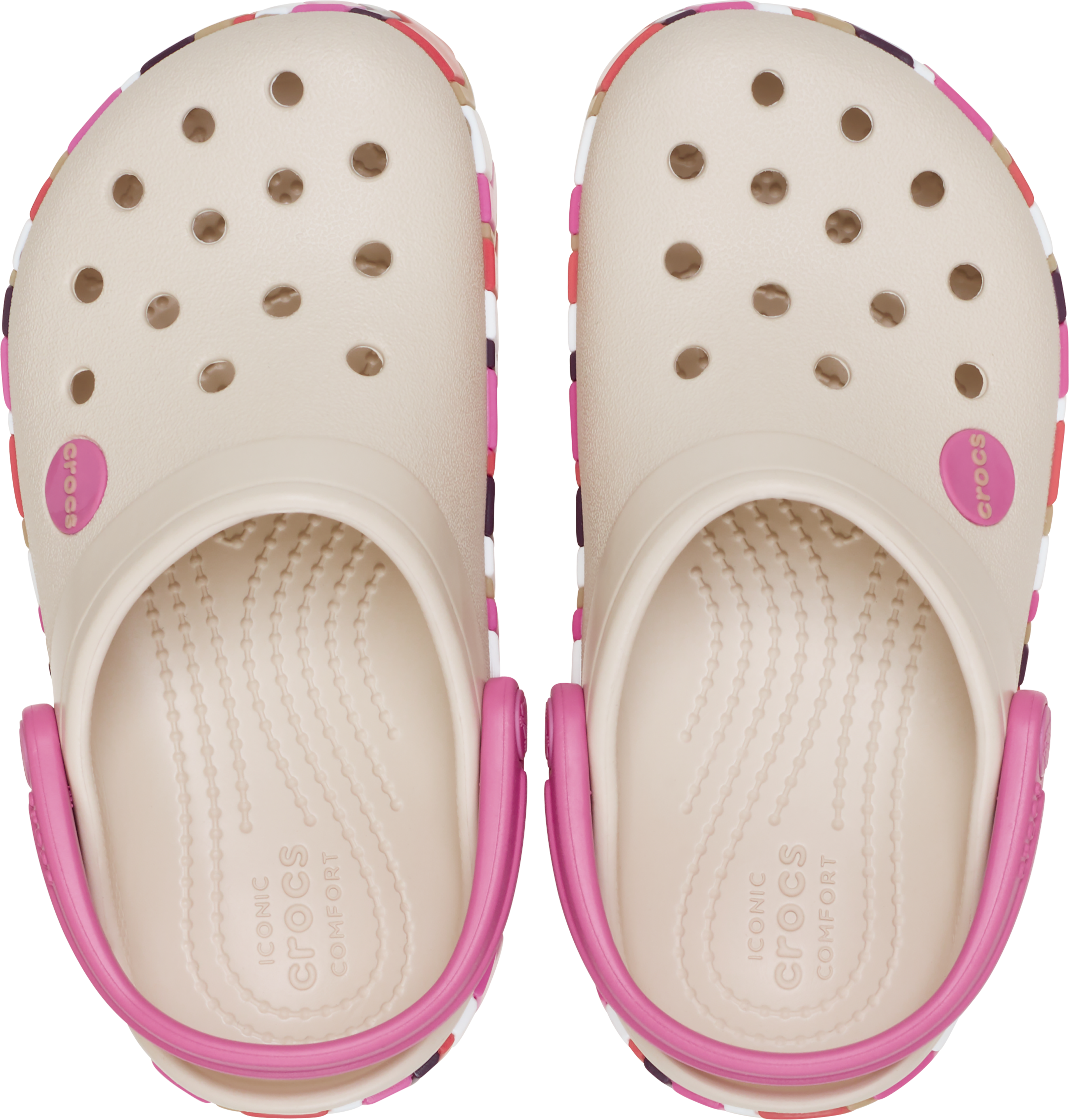 Clog CROCS "Crocband Chevron Band Clog T", Mädchen, Gr. 24, Croslite™, beige (frappé, quiet rose), kontrastfarbene Details, Schuhe Clog, Schlupfschuh, Hausschuh mit schwenkbarem Fersenriemen