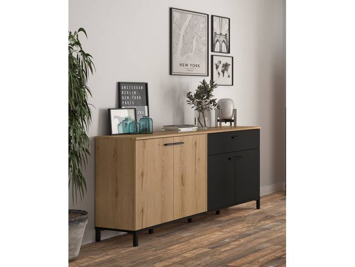 Sideboard GAMI Trust , braun (eiche helvezia), B:180cm H:81cm T:40cm, Sideboards, Sideboard, mit einer Schublade