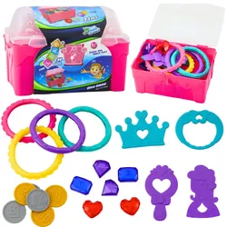 Schatzkisten-Set zum Tauchen und für Wasserspaß, Rosa, 21-teilig.