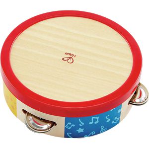 Hape Kinder-Musikinstrument Bunter Tamburin E0607, Tamburin aus Holz, ab 1 Jahr