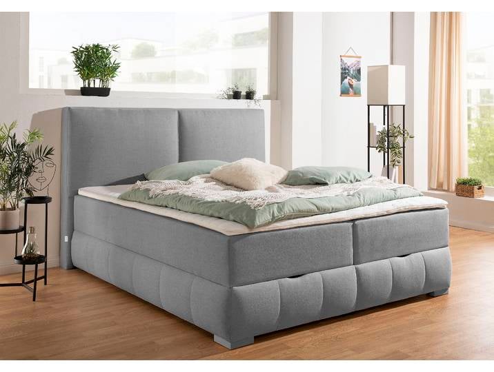 Boxbett, Grau, 190x213 cm, Holzwerkstoff, Bettkasten & Topper, Klassisch, Otto