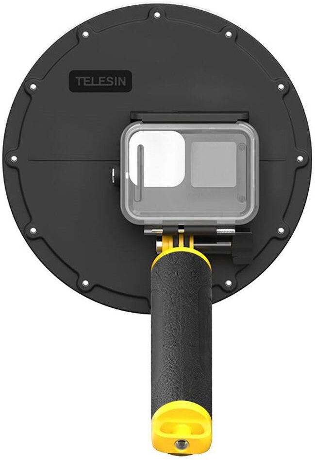 TELESIN Vandtæt Dome Cover m. Håndtag til GoPro Hero 9 / 10 / 11 / 12 / 13 - Genemsigtig / Sort