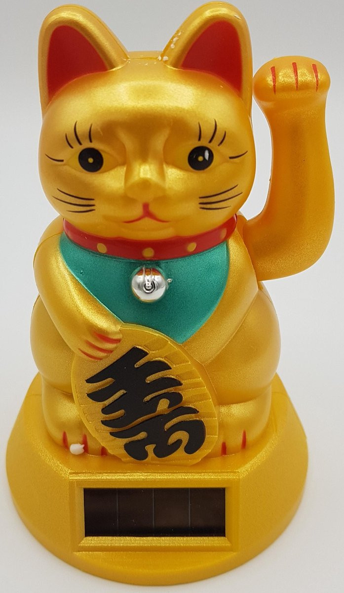 Lucky Cat met bewegende arm in het goud
