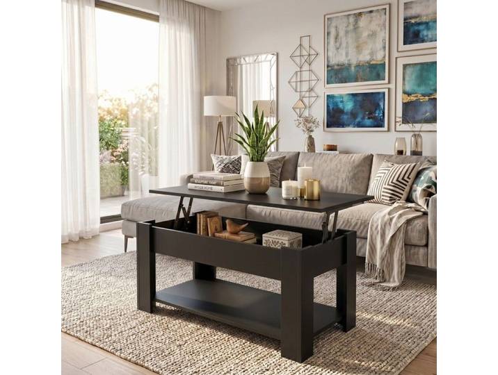 Table basse plateau relevable UTAH 100x50cm / Noir