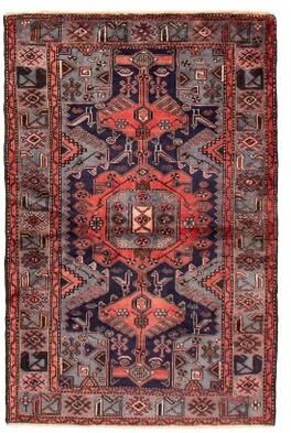 ECARPETGALLERY Hand-knotted Anatolian Vintage Dark Navy, Red Wool Rug - 4'3 x 6'7
