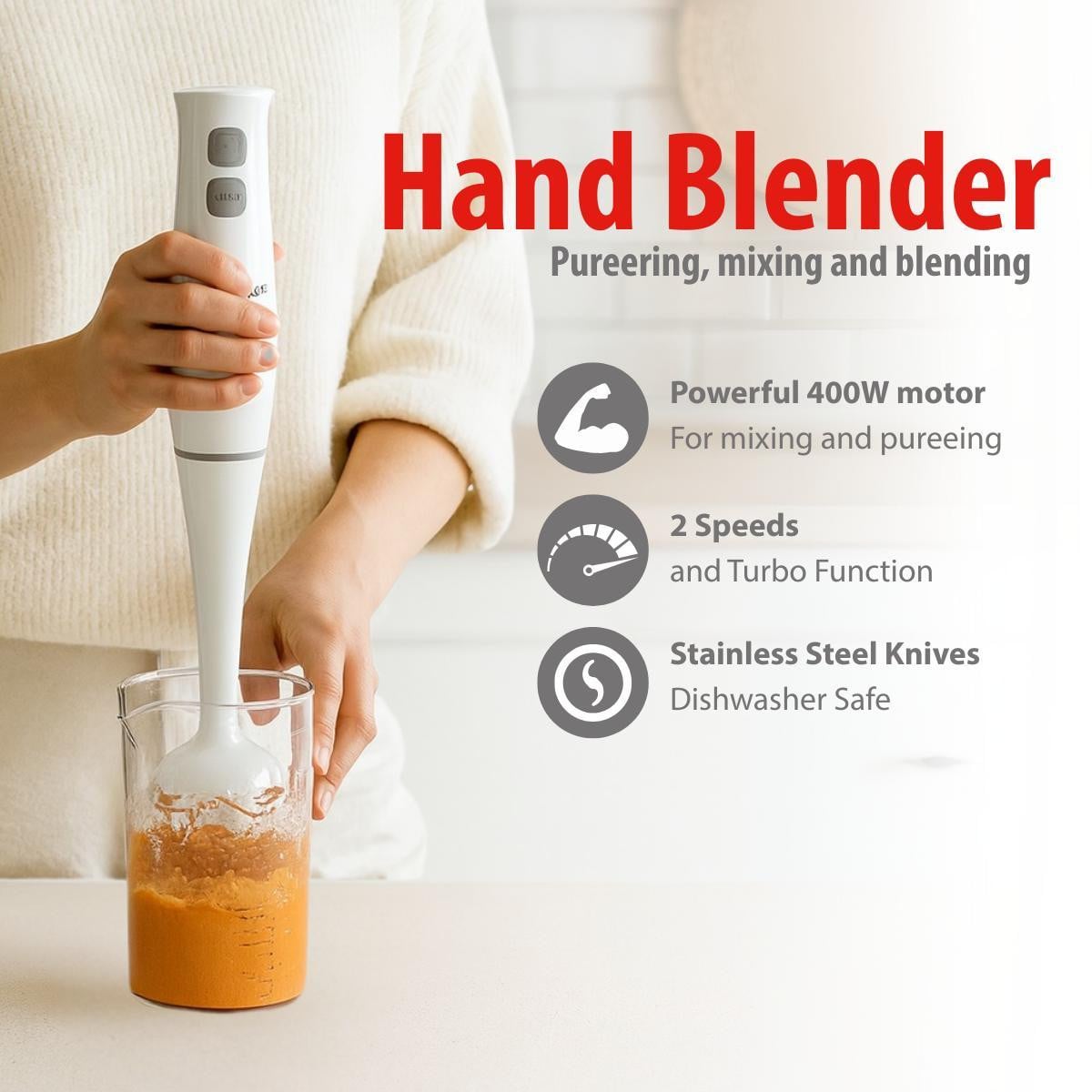 Alpina Design staafmixer, 400 W, wit