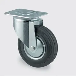 Transportrolle TENTE mit Bedeckung, 200 mm, drehbar, schwarzer Gummi
