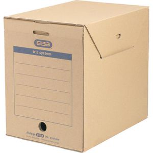 Elba Archivbox 100421092, tric system, A4, 236mm Füllhöhe, braun, für Akten, 6 Stück