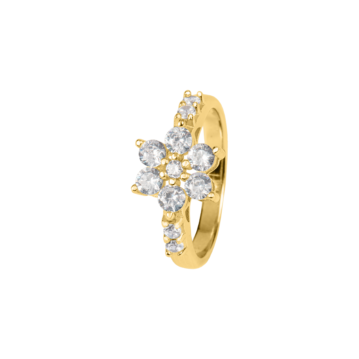 Jacques Lemans Ring Blume Sterlingsilber vergoldet mit Zirkonia