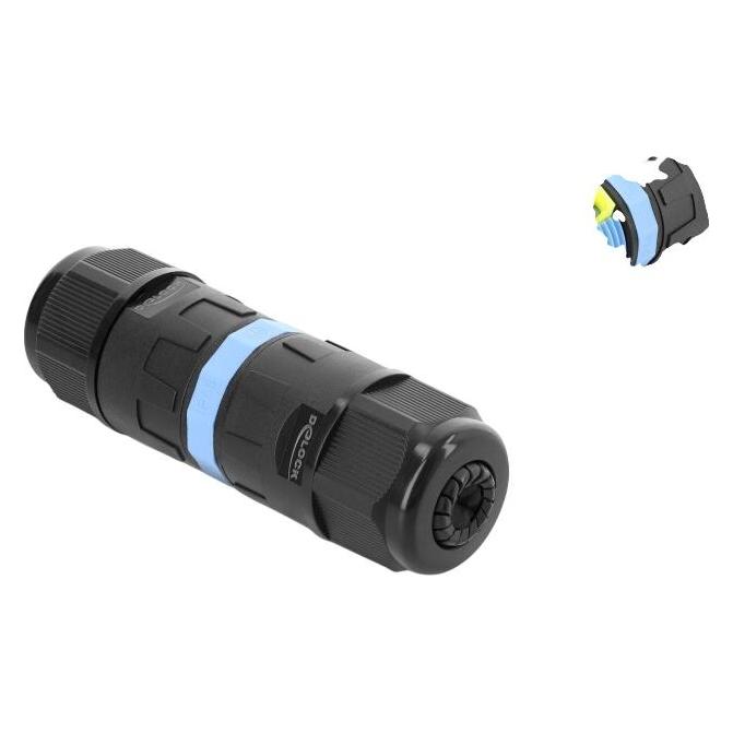 Delock Kabelverbinder 3 Pin, IP68 wasserdicht, werkzeugfrei, 5-9 mm, schwarz (87243)