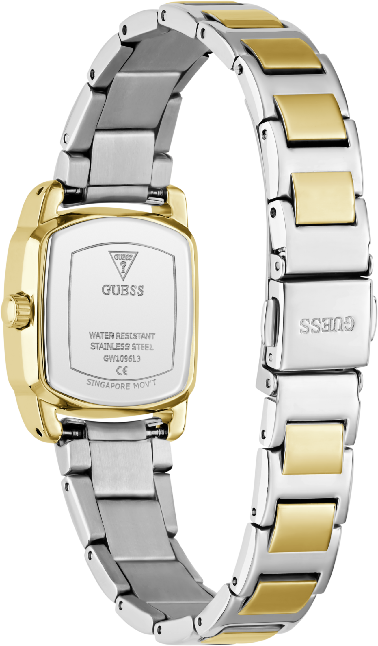 Quarzuhr GUESS "ETTA", gold (silberfarben, silberfarben, silberfarben, goldfarben, silberfarben), Armbanduhren, Damen, silberfarben-goldfarben, Quarzuhr, Armbanduhr, Damenuhr, Edelstahlarmband, analog