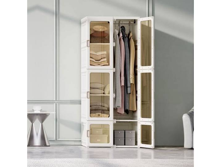Armoire de chambre à coucher organisateur de rangement armoire polyvalente pliable avec portes magnétiques 69x170x50cm blanc