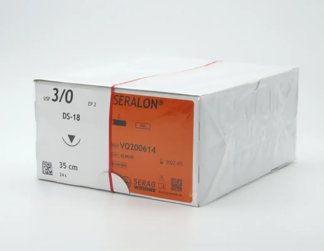 SERAG-WIESSNER GmbH & Co. KG Nahtmaterial Seralon blau, 3-0, mit Nadel DSS18, 35 cm Faden, nicht resorbierbar (24 Stück) VO200614